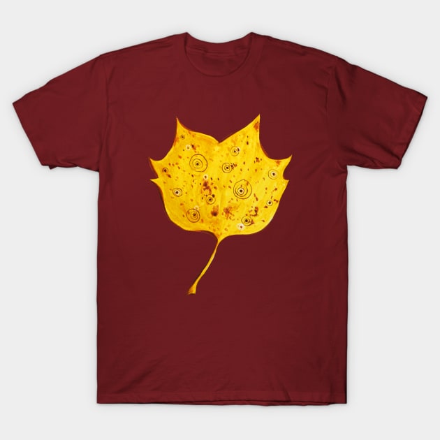 Fancy Watercolor Yellow Autumn Leaf T-Shirt by Boriana Giormova